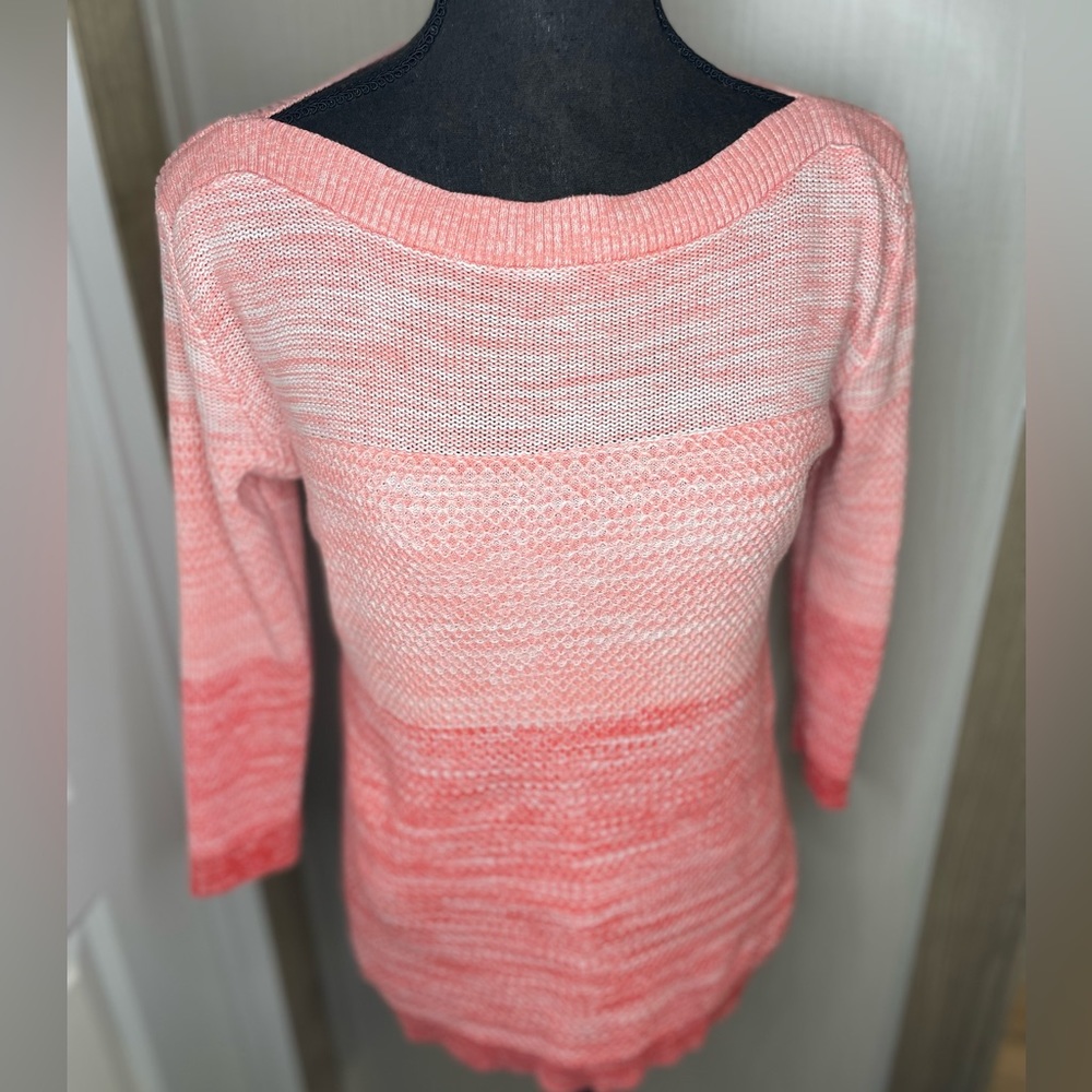 Tommy Hilfiger Ombre Pink/Coral Knit Boat Neck Sweater Size Small
